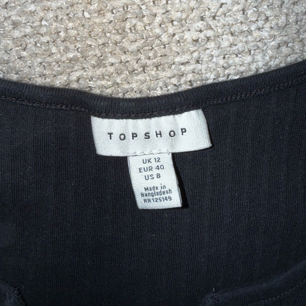 Topshop Black Ribbed Notch-Neck Tank - Picture 2 of 2